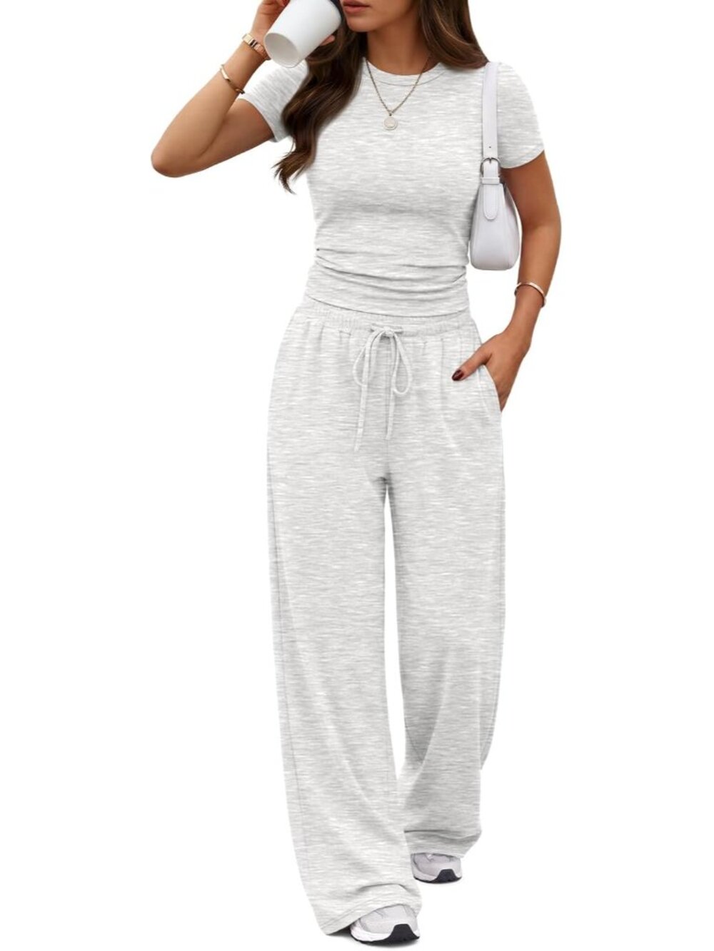 Lightweight Women's Summer Lounge Set - Comfort Fit with Adjustable Drawstring